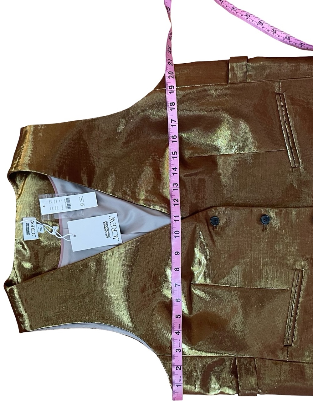 Christopher John Rogers X J.Crew classic-fit vest in gold lamé New with Tags - Picture 7 of 9